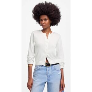 Madewell | NWT Cotton Crewneck Cardigan White Button Front Sweater | Sz S